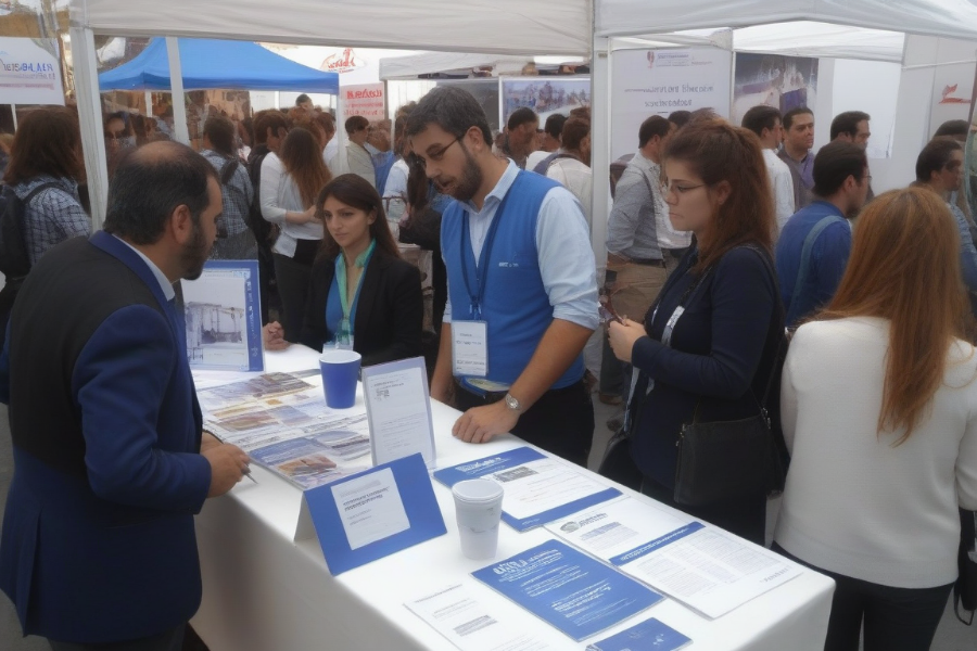 Un stand en una feria de empleo