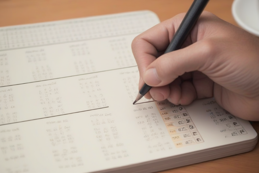 Una persona escribiendo un horario