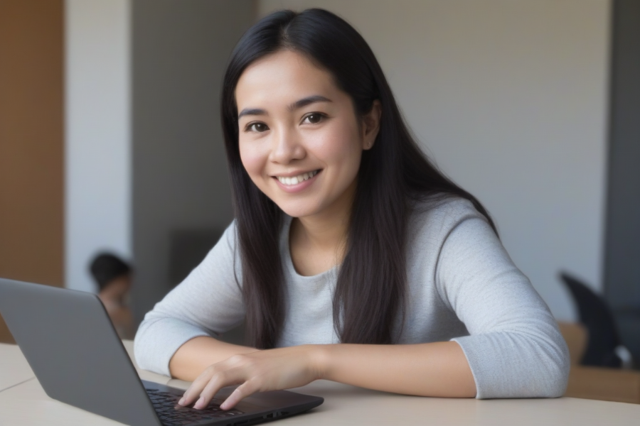 Un estudiante durante un webinars